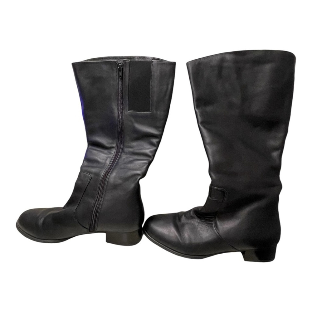 fitzwell black leather boots extension for calf’s women size 8M